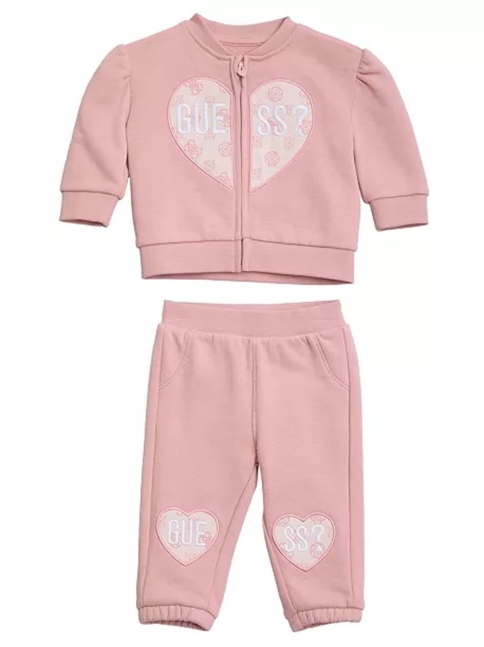GUESS Kids Rose Pink Heart Zip Hoodie